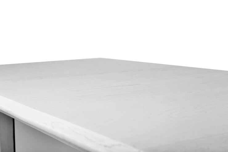 Foto witte houten tafel op witte achtergrond