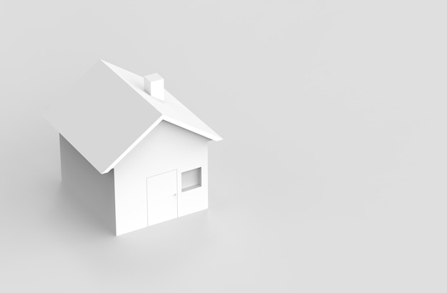 Witte huis op witte achtergrond - investeringen in onroerend goed en huis hypotheek financieel onroerend goed concept woningkrediet concept - 3D-rendering, 3d illustratie