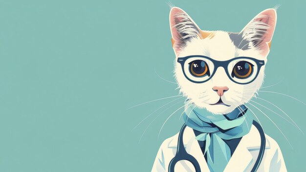 Witte Kat Dokter met Stethoscoop