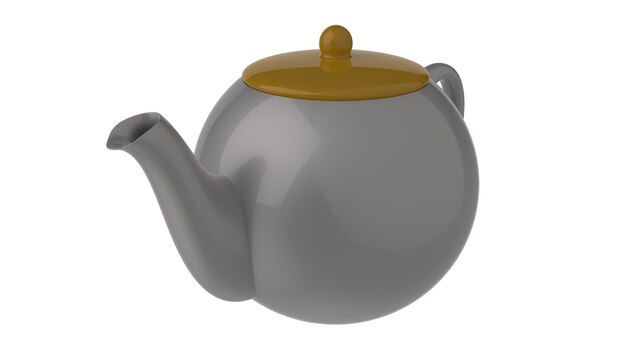 Witte keramische theepot voor het drinken van thee 3d render illustratie