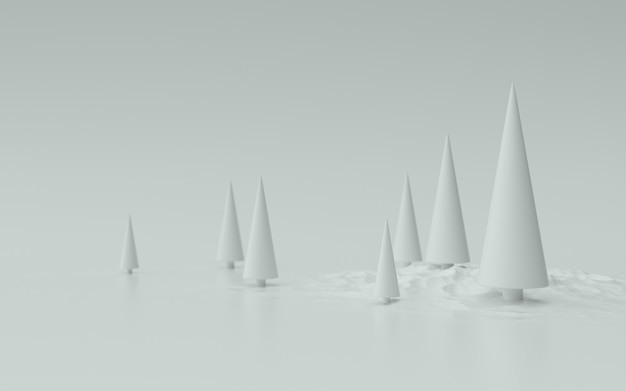 Witte kerstbomen achtergrond 3d illustratie