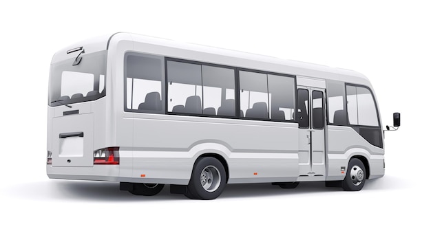 Witte kleine bus voor stads- en voorsteden voor reizen Auto met leeg lichaam voor ontwerp en reclame 3d illustratie