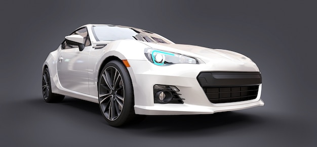 Witte kleine sportwagen coupe 3D rendering