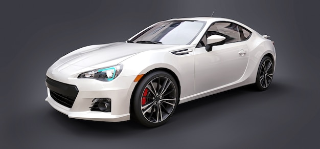 Witte kleine sportwagen coupe 3D rendering