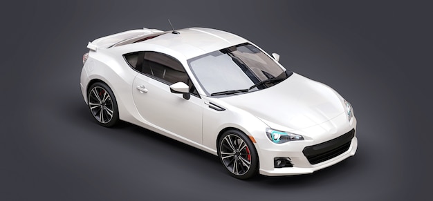 Witte kleine sportwagencoupé. 3D-weergave