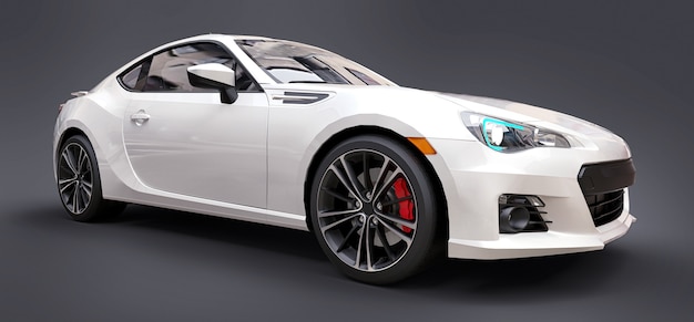 Witte kleine sportwagencoupé. 3D-weergave