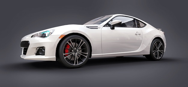 Witte kleine sportwagencoupé. 3D-weergave