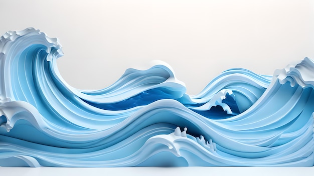 Witte kleur 3D zee golf water landschap achtergrond behang