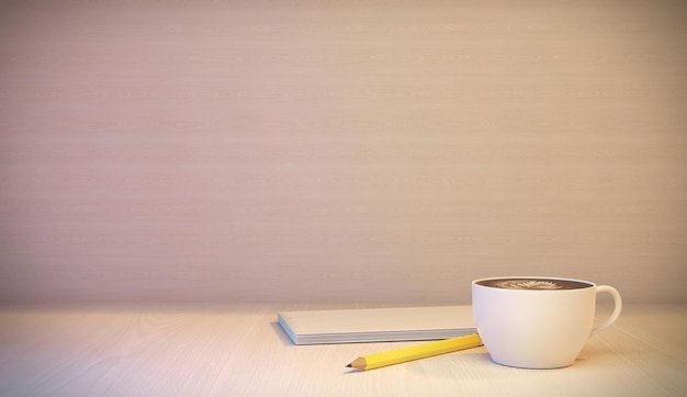 witte koffiekopje op houten tafel