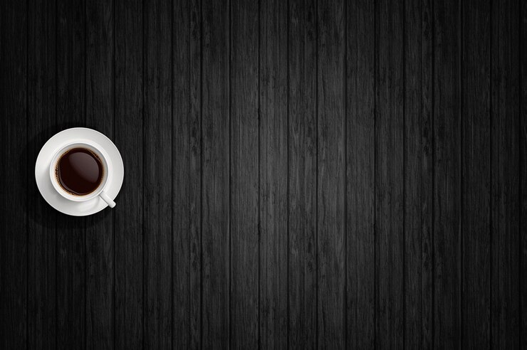 witte kop koffie op een zwarte achtergrond flatley plek voor een inscriptie