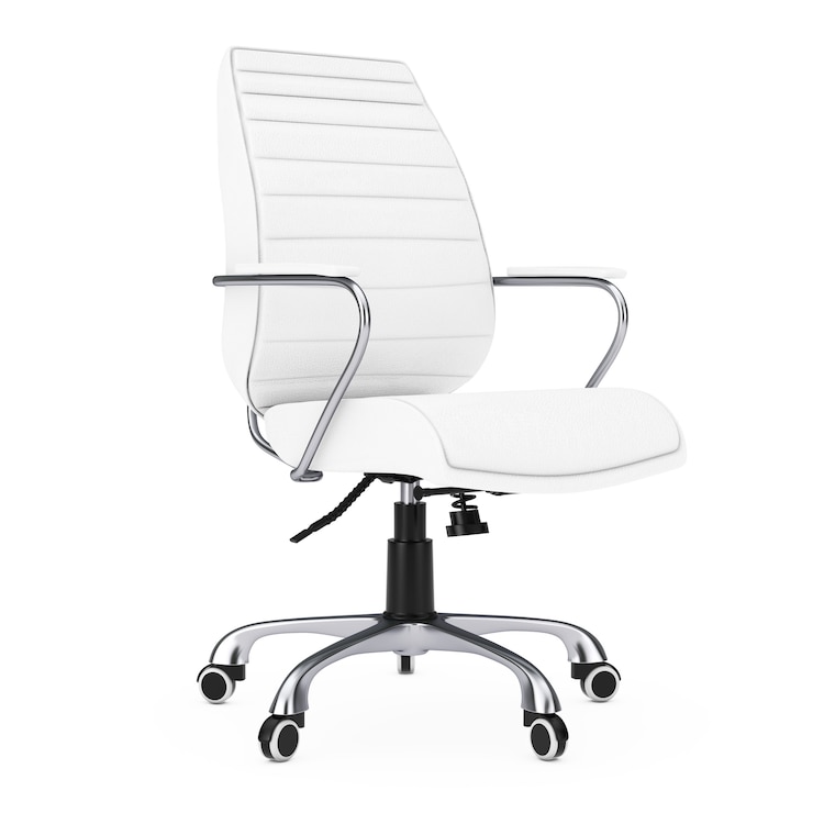 Foto witte lederen baas bureaustoel op een witte achtergrond. 3d-rendering.
