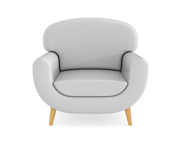 Witte lederen fauteuil op witte achtergrond. Geïsoleerde 3D illustratie