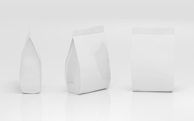 Witte lege branding pakket tas 3D-rendering