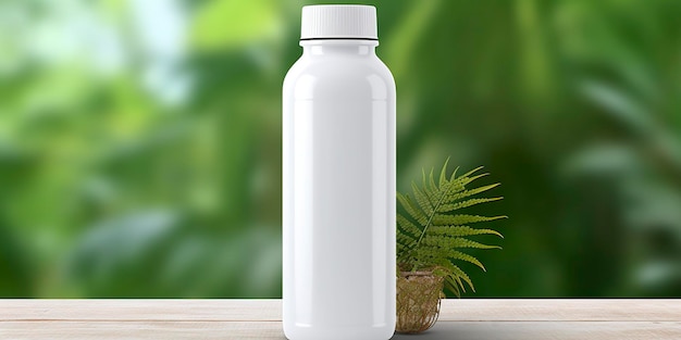 Witte lege fles Mockup met natuurlijke achtergrond AI Generatief