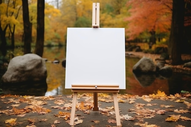 witte lege poster op easel op huwelijksceremonie herfst stijl