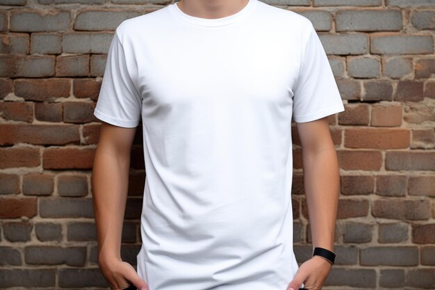 Witte lege T-shirt mock-up Mannen op de muur achtergrond