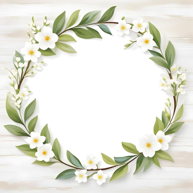 Foto witte lente bloeiende bloem tak een creatieve cirkel hout textuur witte achtergrond generatieve ai