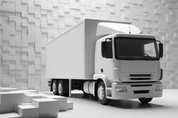 witte levering vrachtwagen transportmockup Generatieve AI