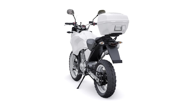 Witte lichtgewicht toeristische enduro motorfiets 3d illustratie