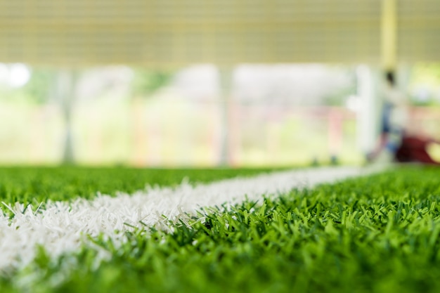 Witte lijn op de rand van een indoor voetbal sportveld