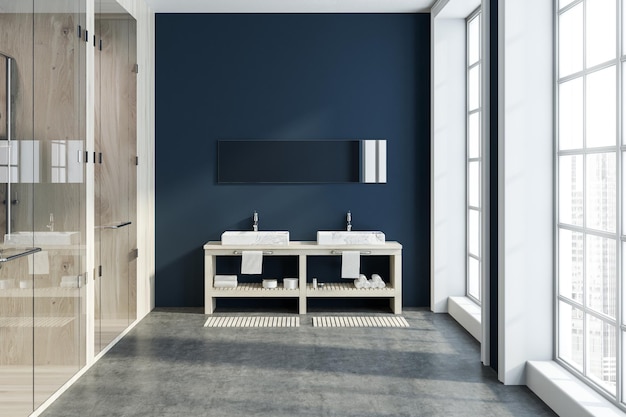 Witte loft badkamer interieur, wastafel en douche