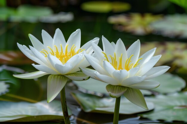 Witte lotusbloemen geïsoleerde waterlelie tropische meerplant Witte Lotus Copy Space