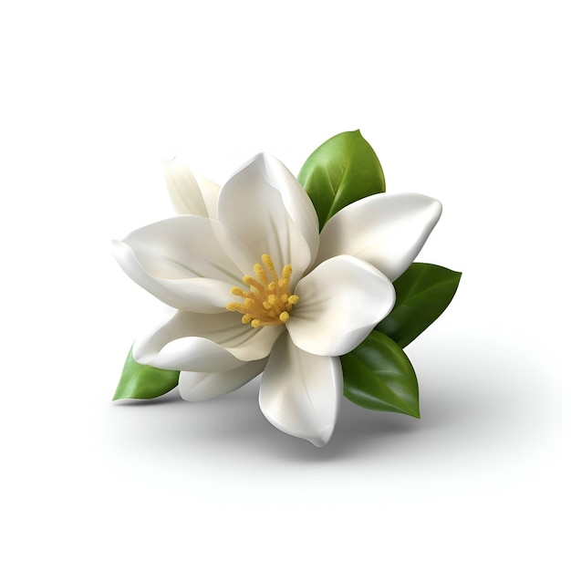 Witte magnolia bloem geïsoleerd op witte achtergrond Realistische vector illustratie