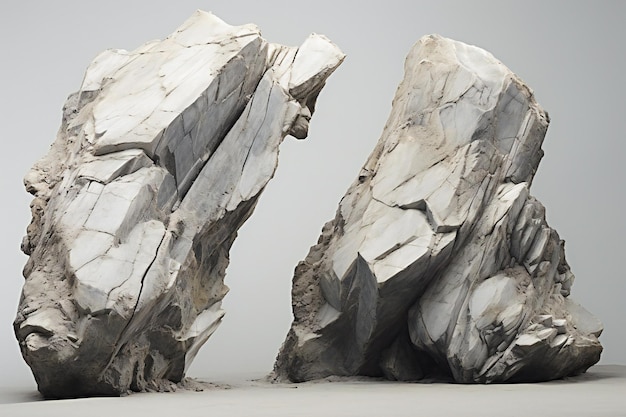 Witte marmeren rots op een grijze achtergrond
