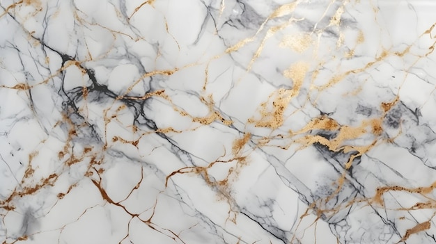 Witte marmeren textuur met gouden aders luxe achtergrond Generatieve AI