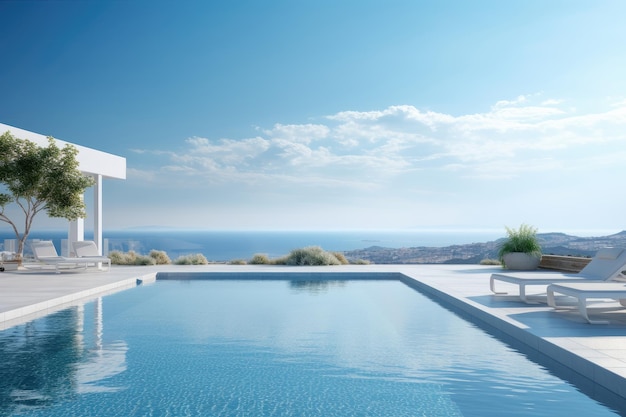 Witte Middellandse Zee Moderne en luxe Hotel lounge gebouw architectuur concept Generatieve Ai