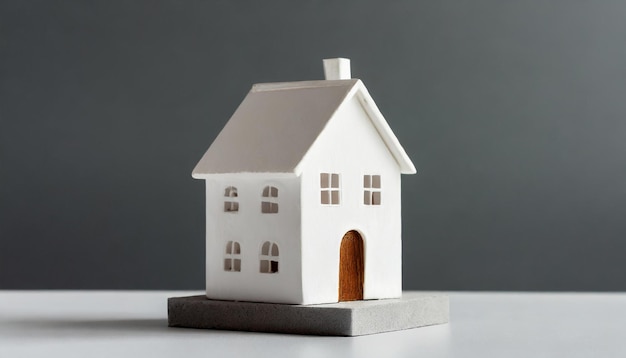 Witte miniatuurhuismodel onroerend goed en huis