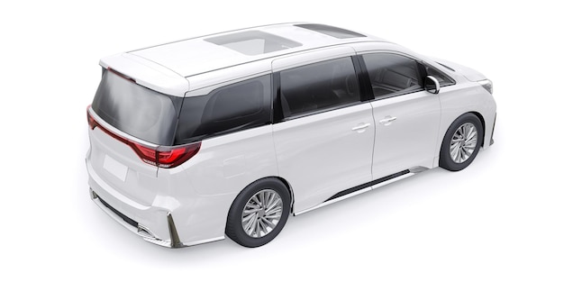 Witte minibus gezinsauto premium business car 3d illustratie
