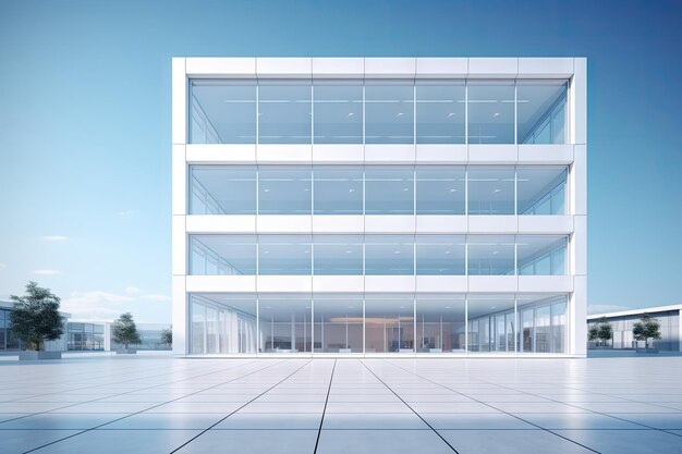 Witte minimale architectuur bouwen achtergrond lege brede ruimte voor mock up concrete Generative Ai