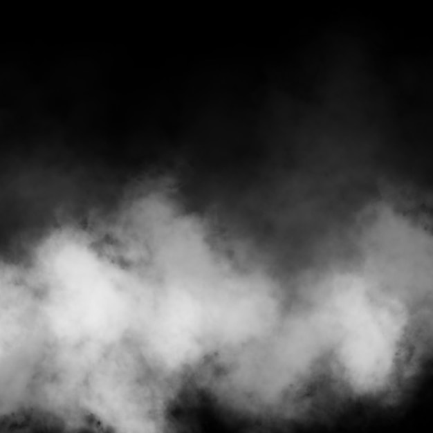 Witte mist- en mist-effect op zwarte achtergrond van het podium, de studio, de showroom