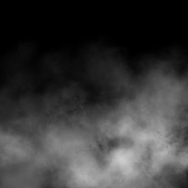 Witte mist- en mist-effect op zwarte achtergrond van het podium, de studio, de showroom