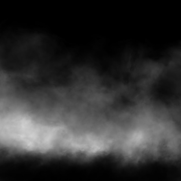 Witte mist- en mist-effect op zwarte achtergrond van het podium, de studio, de showroom