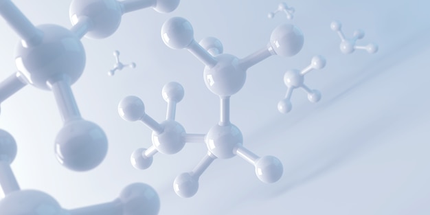 Witte molecule of atoom, abstracte schone structuur voor wetenschap of medische achtergrond