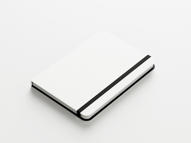 Witte moleskine geïsoleerd op de witte achtergrond