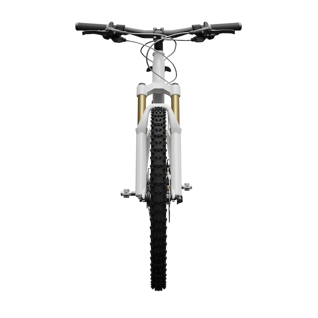 Witte mountainbike op een afgelegen witte achtergrond 3d-rendering