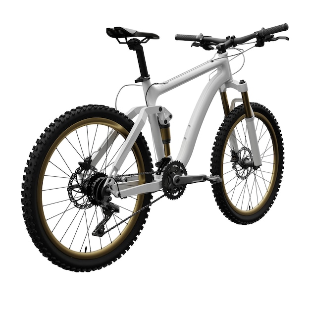 Witte mountainbike op een afgelegen witte achtergrond 3D-rendering