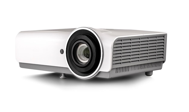 Witte multimediaprojector geïsoleerd op een witte achtergrond