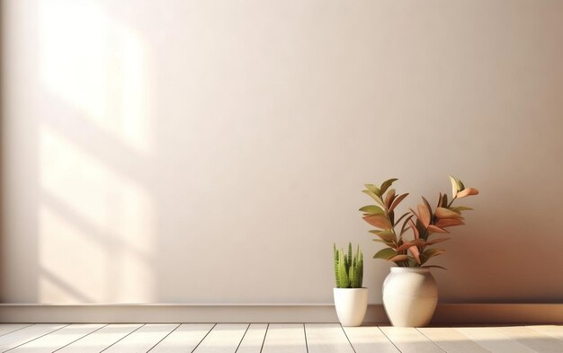 Witte muur met planten in een kamer