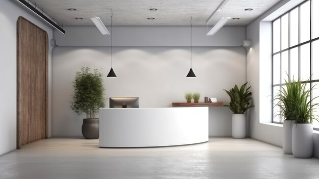 witte muur voor de receptioniste van het bedrijf mock up achtergrond