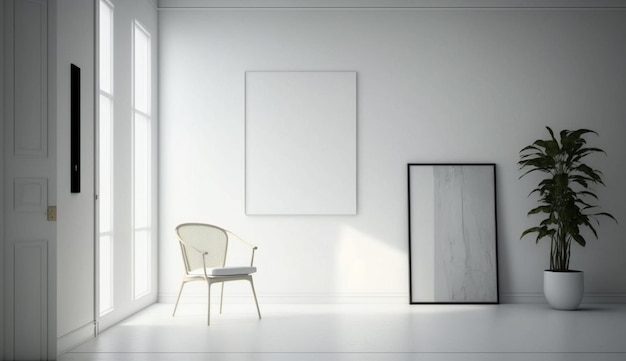 Witte muur woonkamer en witte stoel mockup figura