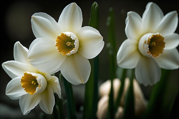 Foto witte narcissen behoren tot de meest esthetisch aangename buitenbloemen van de lente