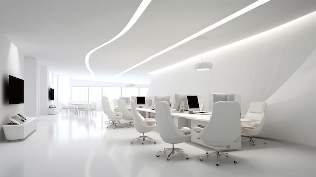 Witte open ruimte kantoorhoek met mock-up muur Generatieve AI