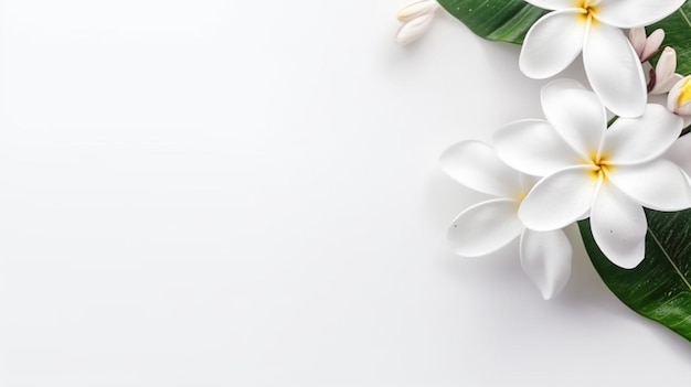 Witte orchideeën en witte bloemen op een witte achtergrond