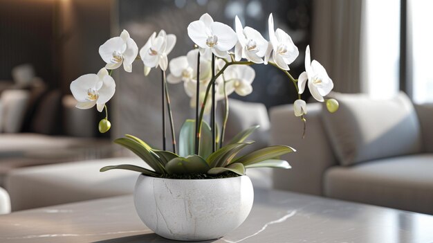 Witte orchideeën in moderne bloemenarrangementen