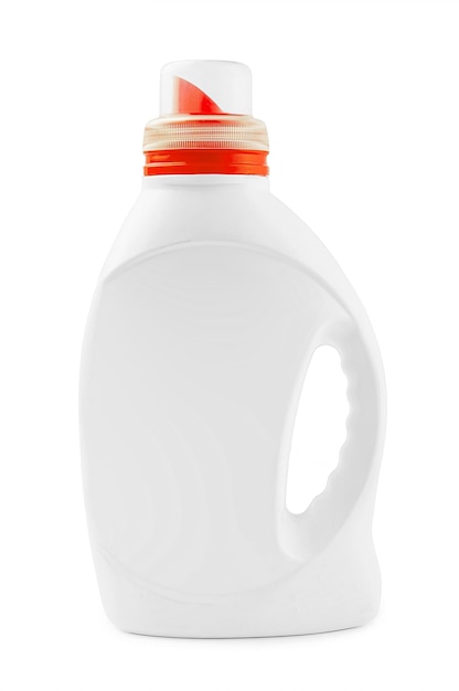 Witte plastic container voor vloeibaar detergent geïsoleerd