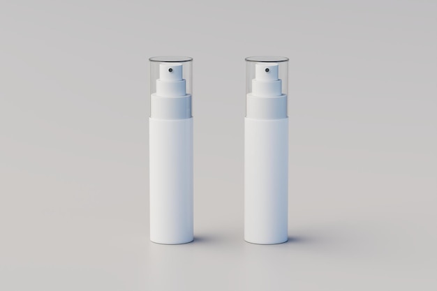 Witte plastic spuitfles mockup meerdere flessen 3D-rendering